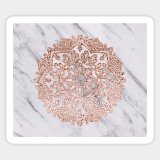 Glittering rose gold marble mandala Sticker